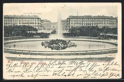 AK Wien, Schwarzenbergplatz, Springbrunnen