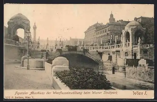 AK Wien, Figuraler Abschluss der Wienflusseinwölbung beim Stadtpark