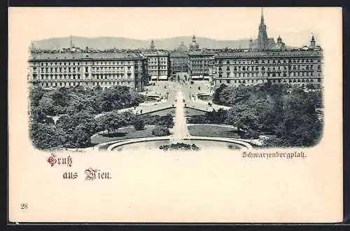 AK Wien, Schwarzenbergplatz, Springbrunnen