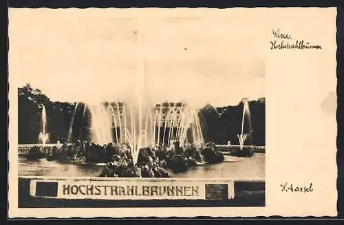 AK Wien, Hochstrahlbrunnen am Schwarzenbergplatz