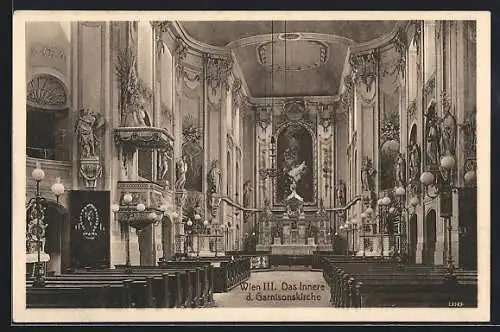 AK Wien, XXIII. Internat. Eucharistischer Kongress 1912, Inneres der Garnisonskirche