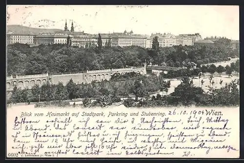 AK Wien, Blick vom Heumarkt auf Stadtpark, Parkring und Stubenring