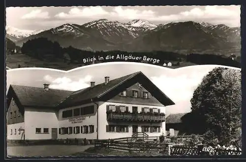 AK Sulzberg, Gasthaus Reichsadler, Blick auf die Allgäuer Alpen