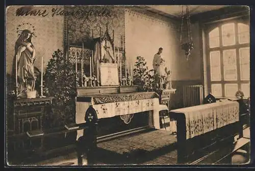 AK Crefeld, Kapelle im Krankenhaus, Innenansicht mit Altar