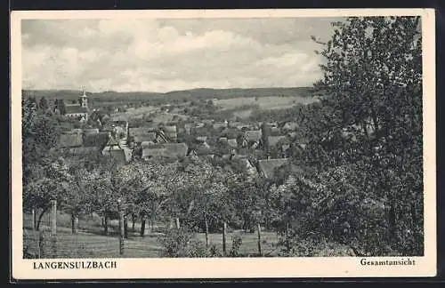 AK Langensulzbach, Gesamtansicht von den Obstwiesen mit Blick zur Kirche