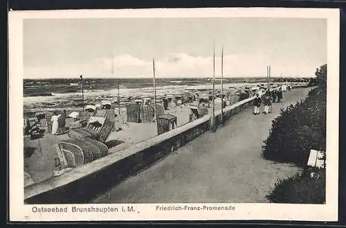 AK Brunshaupten i. M., Friedrich-Franz-Promenade und Strandbad