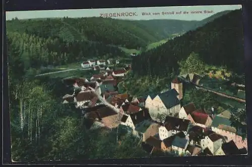 AK Ziegenrück / Thür., Blick vom Schloss auf die innere Stadt