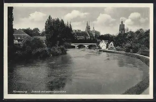 AK Merseburg, Schloss mit Waterloobrücke