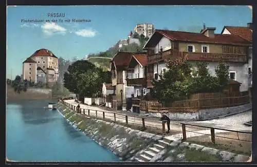 AK Passau, Fischerhäuser an der Ilz mit Niederhaus