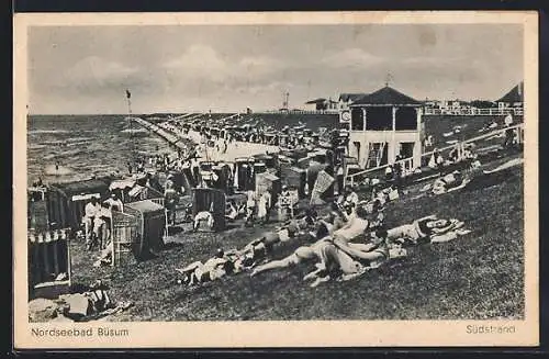 AK Büsum, Südstrand mit Kurgästen