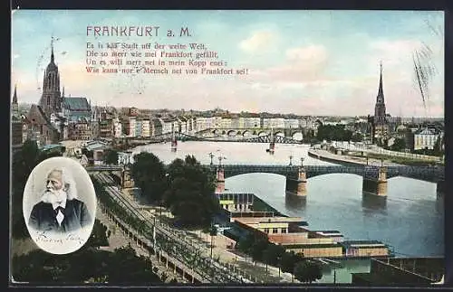 AK Frankfurt, Stadtansicht von oben, Portrait