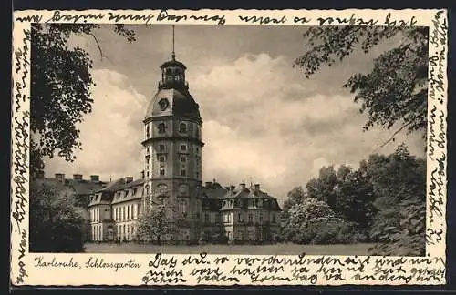 AK Karlsruhe, Blick in den Schlossgarten