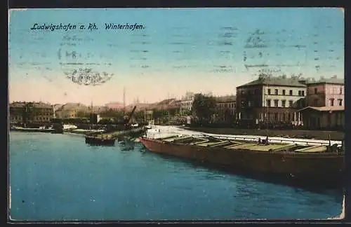 AK Ludwigshafen a. Rh., Aussicht am Winterhafen