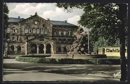 AK Fürth /Bayern, Hauptbahnhof, Strassenbahn