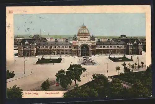 AK Nürnberg, Hauptbahnhof aus der Vogelschau