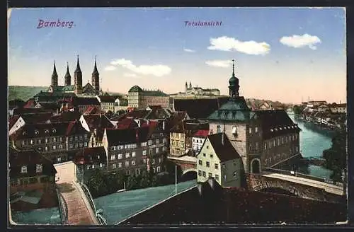 AK Bamberg, Ortsansicht mit Fluss