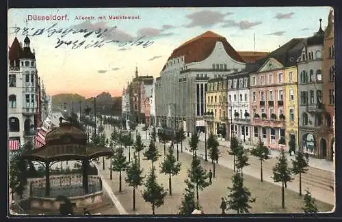 AK Düsseldorf, Alleestrasse mit Musiktempel