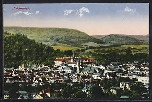 AK Meiningen, Ortsansicht mit Kirche