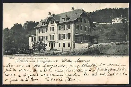 AK Langenbruck, Ortspartie mit Hotel