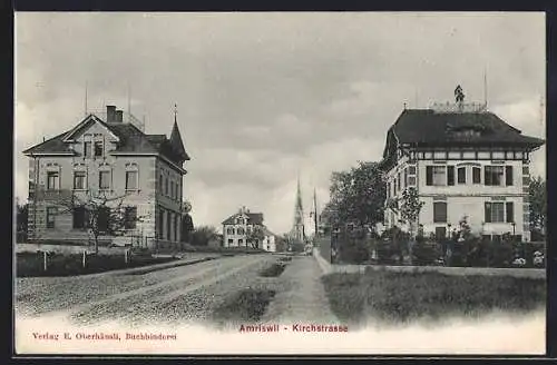 AK Amriswil, Kirchstrasse mit Kirche