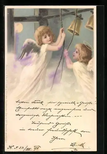 AK Engel ringen im Mondschein die Glocken