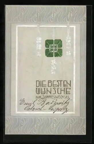 AK Hängende Kleeblatt-Ketten, Die besten Wünsche zum Jahreswechsel
