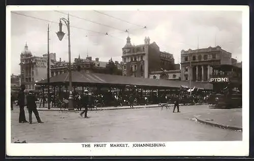AK Johannesburg, The Fruit Market, Strassenbahn