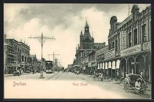 AK Durban, West Street, Strassenbahn