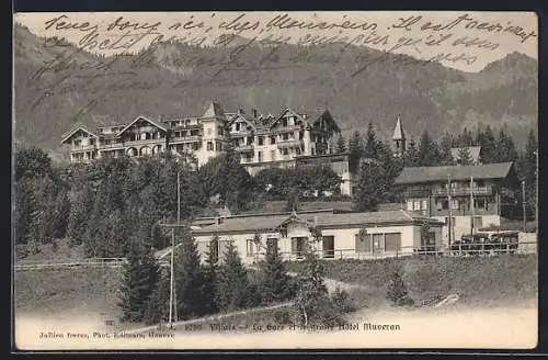 AK Villars, La Gare et le grand Hôtel Muveran