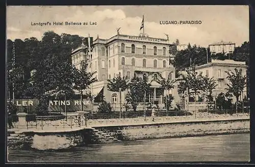 AK Lugano, Paradiso, Landgraf`s Hotel Bellevue au Lac
