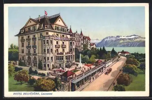 Künstler-AK Lausanne, Hotel Belvédère