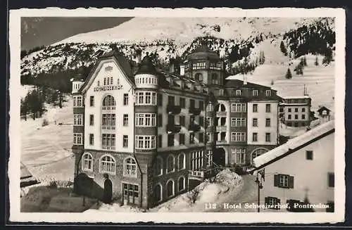 AK Pontresina, Hotel Schweizerhof im Schnee