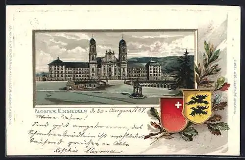 AK Einsiedeln, Kloster, Längsfassade, Wappen