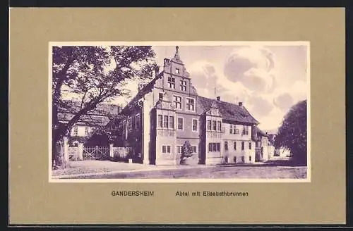 AK Gandersheim, Abtei mit Elisabethbrunnen