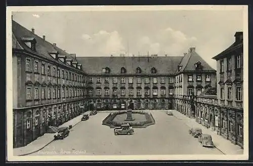 AK Bayreuth, Altes Schloss, Automobile, Denkmal