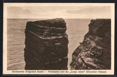 AK Helgoland, Nordspitze und Lange Anna von oben gesehen