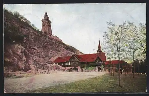 AK Kyffhäuser / Kaiser Wilhelm Denkmal, Gasthaus mit Denkmal