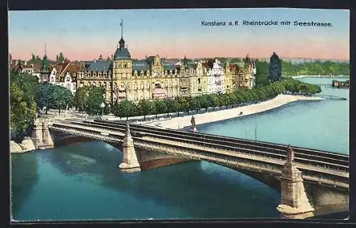 AK Konstanz a. B., Rheinbrücke mit Seestrasse