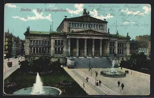 AK Berlin, Königliches Schauspielhaus mit Denkmal, Gendarmenmarkt