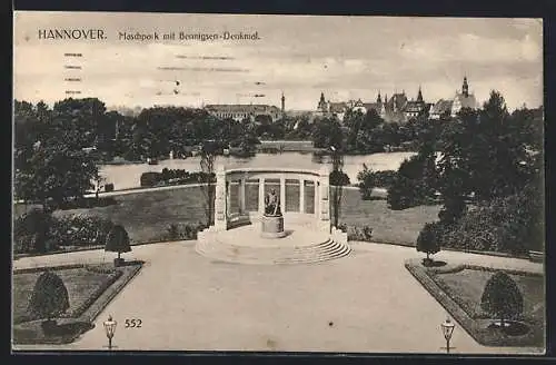 AK Hannover, Maschpark mit Bennigsen-Denkmal