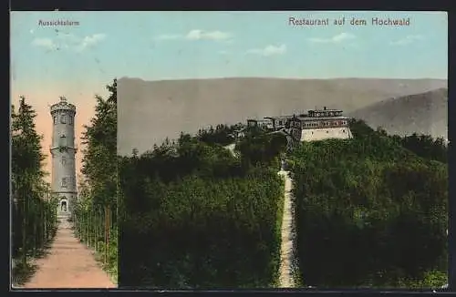 AK Oybin, Aussichtsturm, Restaurant auf dem Hochwald