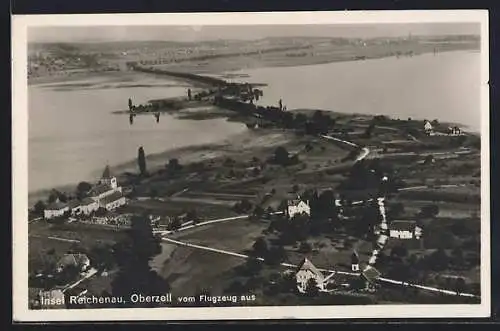 AK Insel Reichenau-Oberzell, Ortsansicht vom Flugzeug aus