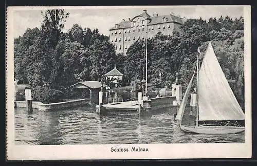 AK Mainau, Schloss Mainau mit Segelboot