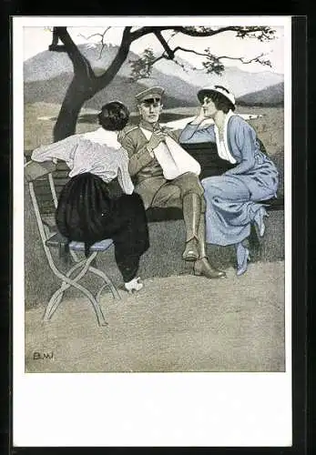 Künstler-AK Brynolf Wennerberg: Daheim, Verwundeter erzählt von seinen Kriegserlebnissen