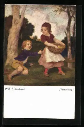 Künstler-AK Ludwig von Zumbusch: Versuchung, Knabe und Mädchen