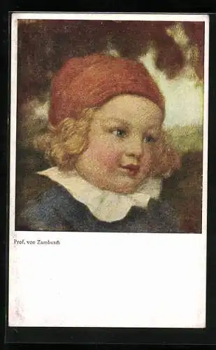 Künstler-AK Ludwig von Zumbusch: Blondes Kind mit Mütze