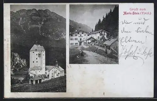 AK Maria Stein /Tirol, Kirche mit Bergpanorama