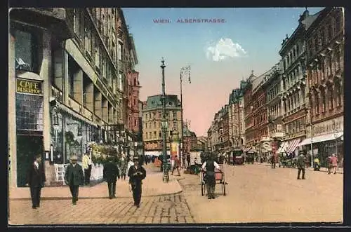 AK Wien, Alserstrasse mit Strassenbahn