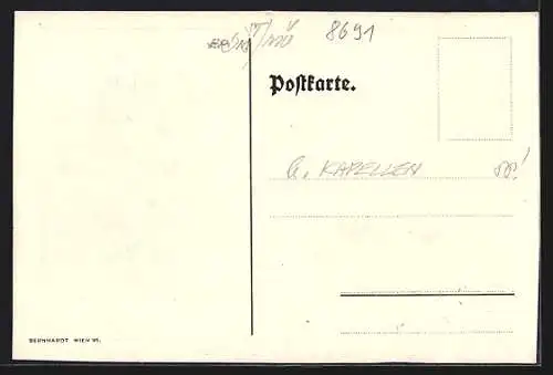 Künstler-AK Kapellen /Ober Steiermark, Touristenheim Tatscherhof, Aufstieg zur Schneealpe