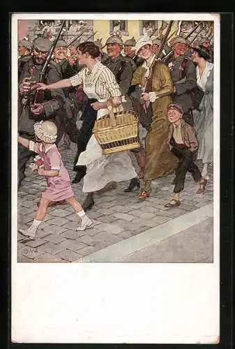 Künstler-AK Brynolf Wennerberg: Kriegspostkarte Nr. 7, Ausmarsch